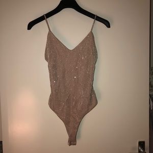 Champagne/Blush sparkly bodysuit